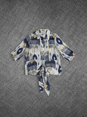 Alex & Parker Abstract Print Tie Front Button Up Blouse Medium